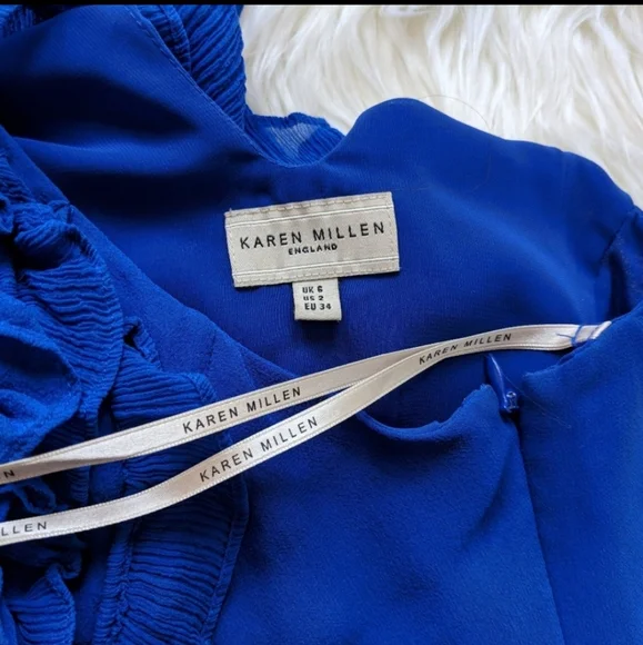 Karen Millen blue ruffle dress - Picture 3 of 11